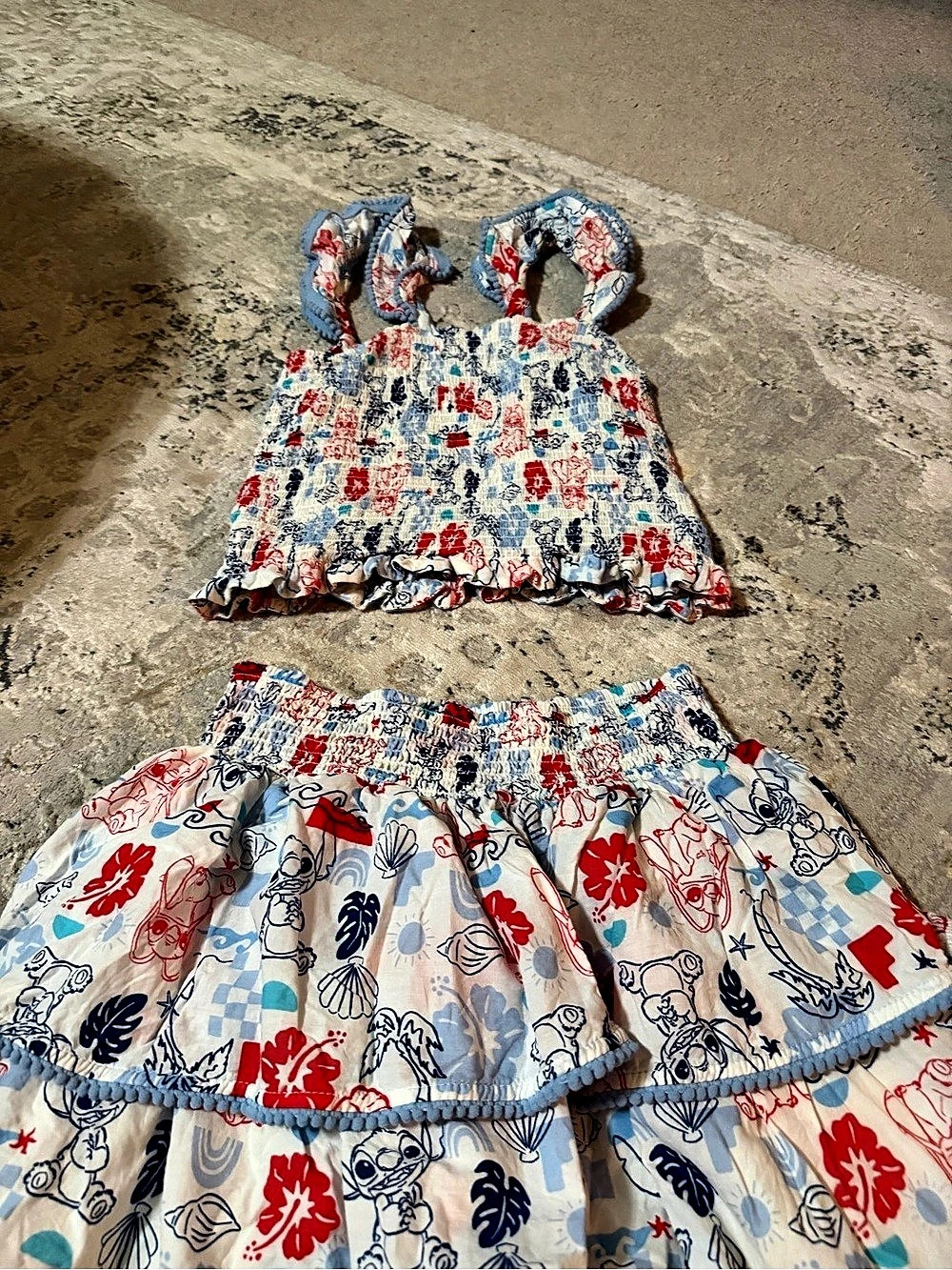Disney Kids Floral Ruffle Two-Piece Set Girls XL (14)